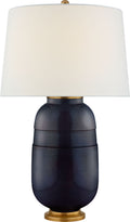 Newcomb Medium Table Lamp | Mixed Blue Brown | Linen Shade