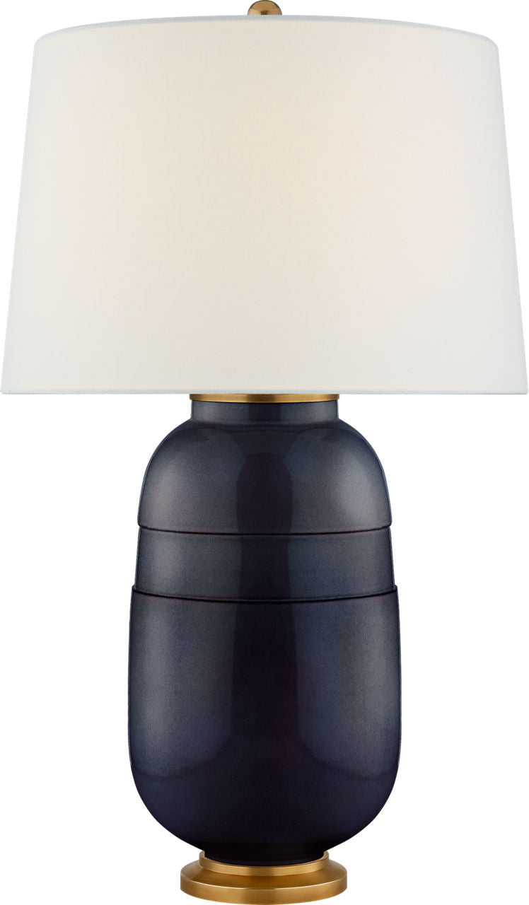 Newcomb Medium Table Lamp | Mixed Blue Brown | Linen Shade