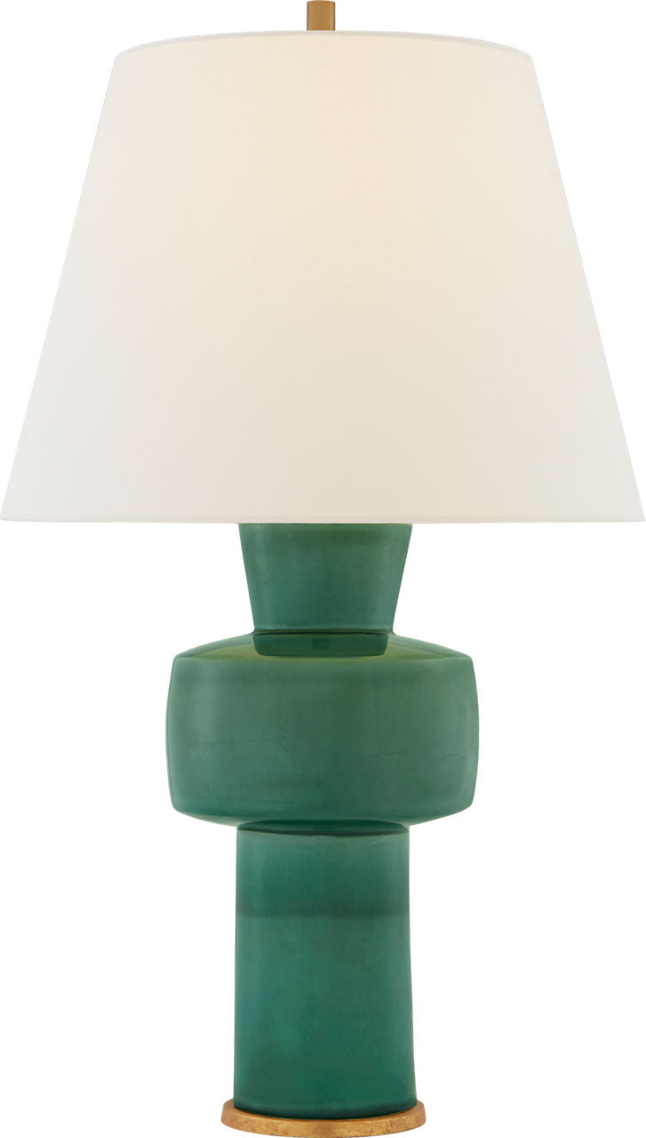 Eerdmans Medium Table Lamp | Celtic Green Crackle | Linen Shade