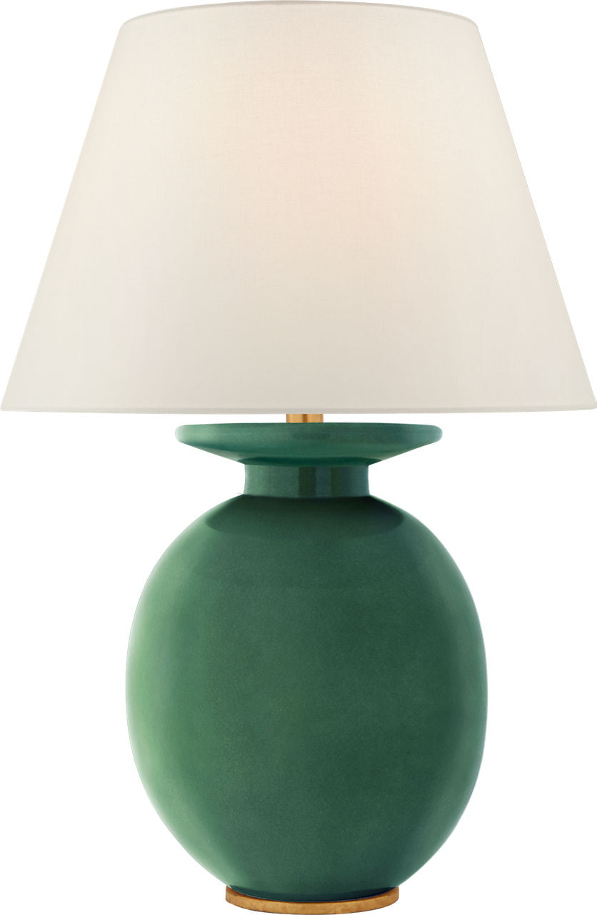 Hans Medium Table Lamp | Celtic Green Crackle | Linen Shade