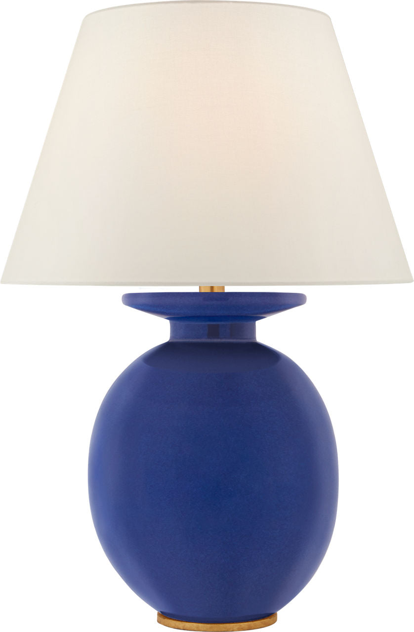 Hans Medium Table Lamp | Flowing Blue | Linen Shade