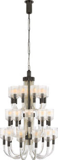 Reverie Large Three-Tier Chandelier | Clear Ribbed Glass and Bronze