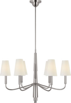 Farlane Small Chandelier | Polished Nickel | Linen Shades