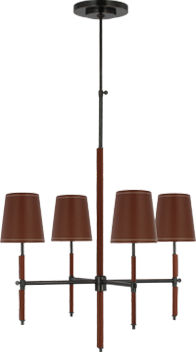 Bryant Small Wrapped Chandelier | Bronze and Saddle Leather | Saddle Leather Shade