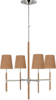 Bryant Small Wrapped Chandelier | Polished Nickel and Natural Leather | Natural Leather Shade