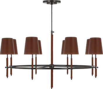 Bryant Wrapped Ring Chandelier | Bronze and Saddle Leather | Saddle Leather Shade