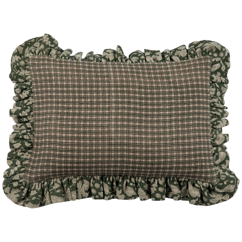Catania Coco with Bari Olive Ruffle Pillow