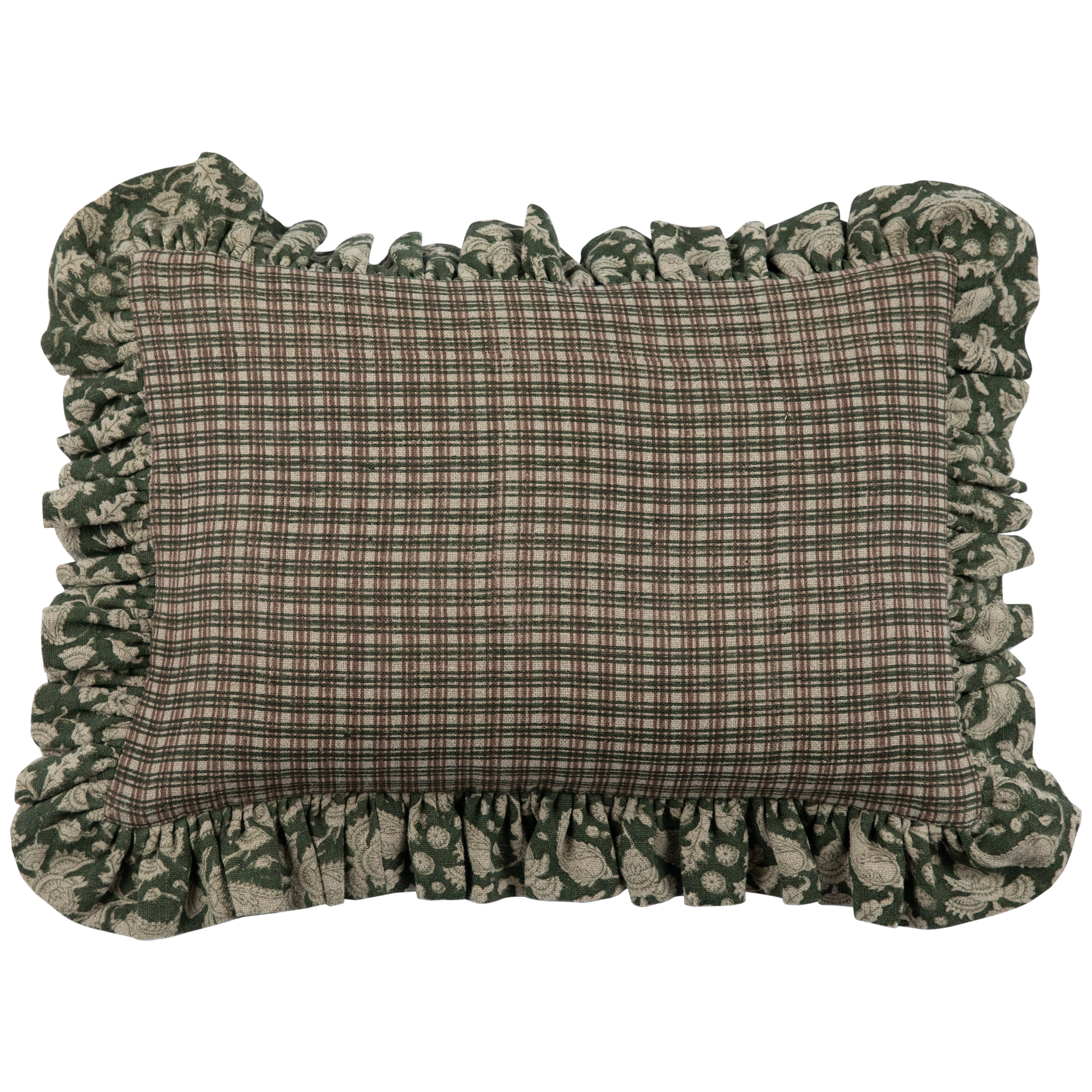 Catania Coco with Bari Olive Ruffle Pillow