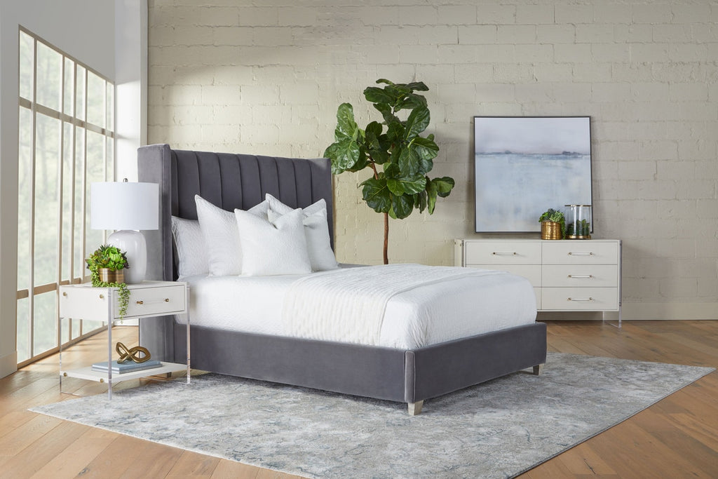 Chandler Queen Bed | Dark Dove Velvet