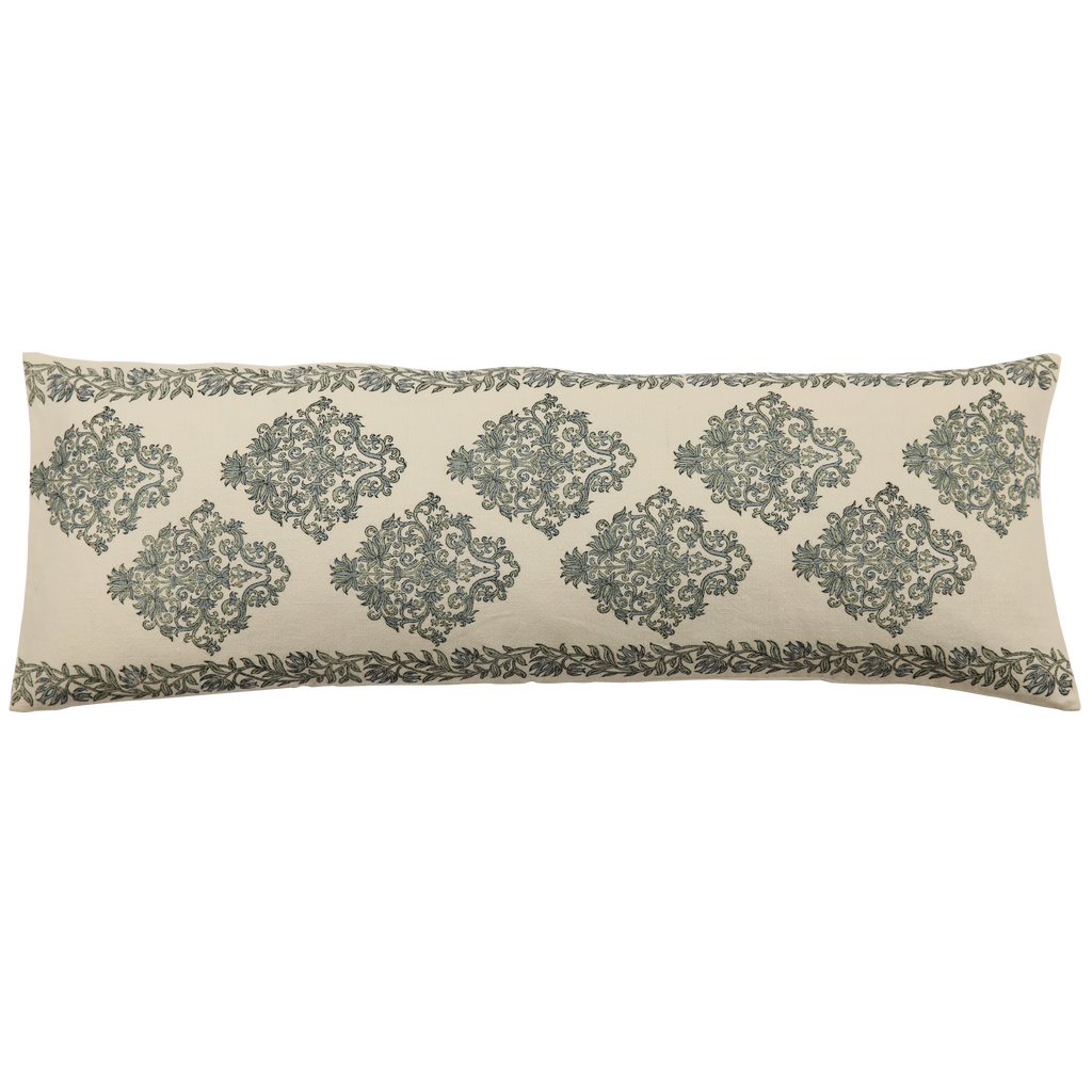 Charleston Azur on White Pillow