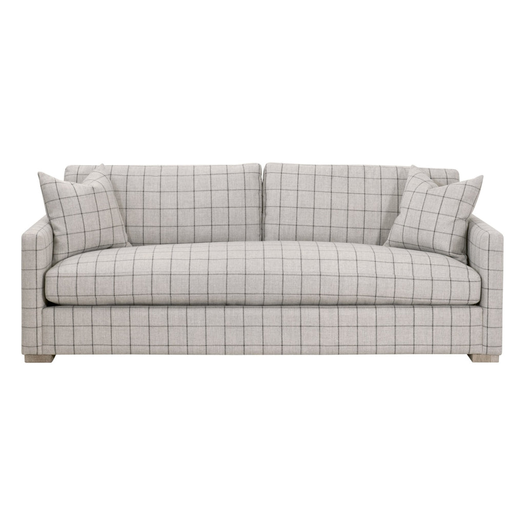 Clara 86" Slim Arm Sofa | Performance Windowpane Cement