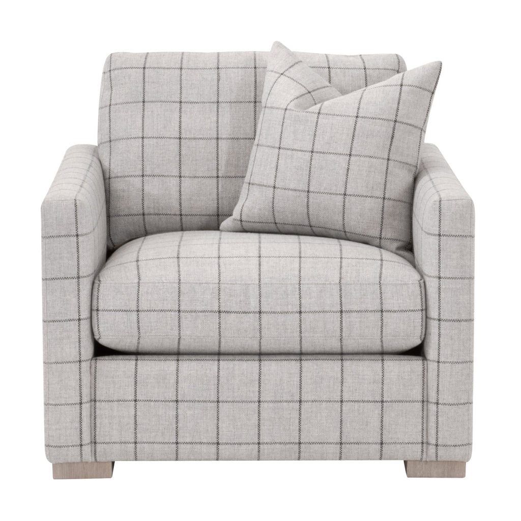 Clara Slim Arm Sofa Chair | Performance Windowpane Cement