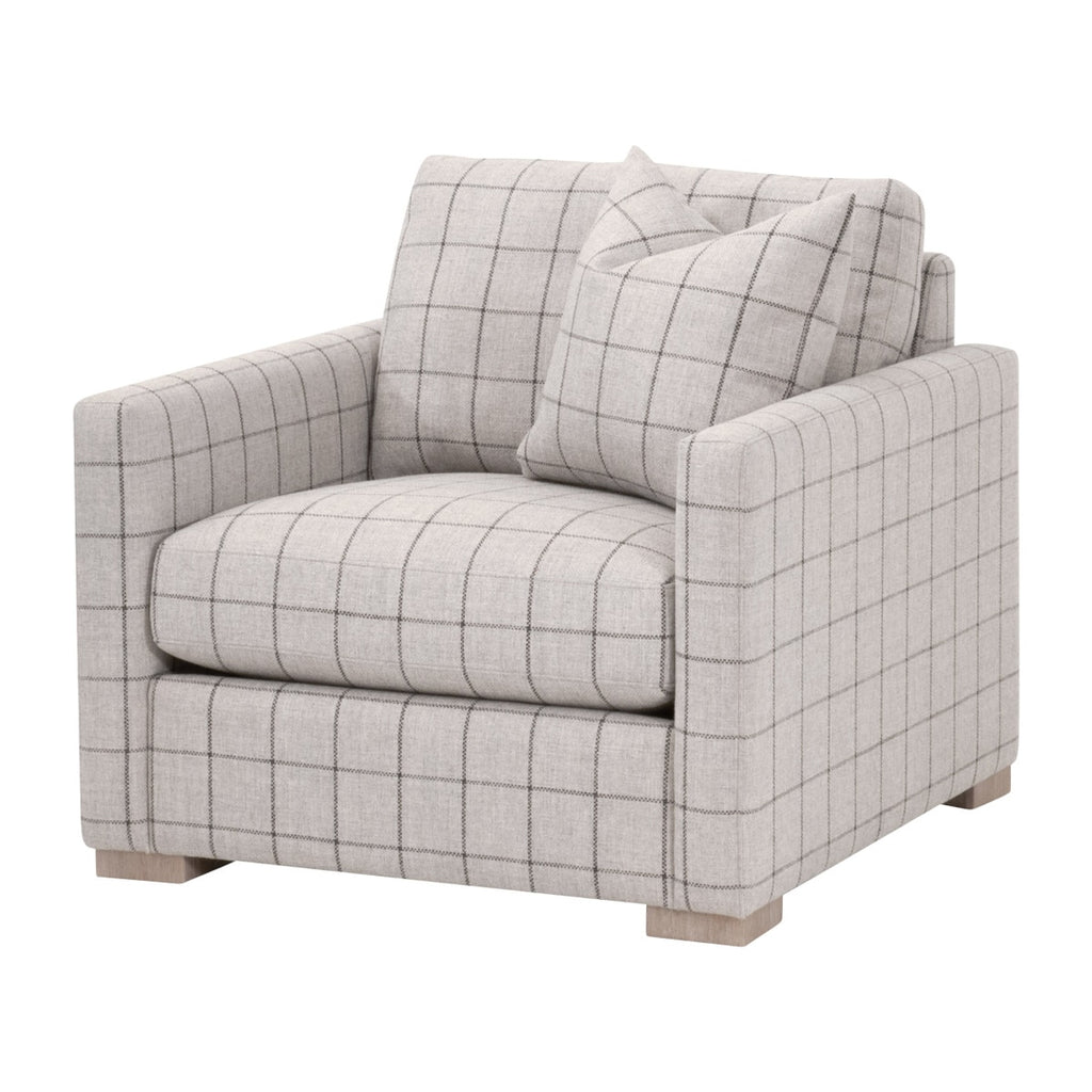 Clara Slim Arm Sofa Chair | Performance Windowpane Cement