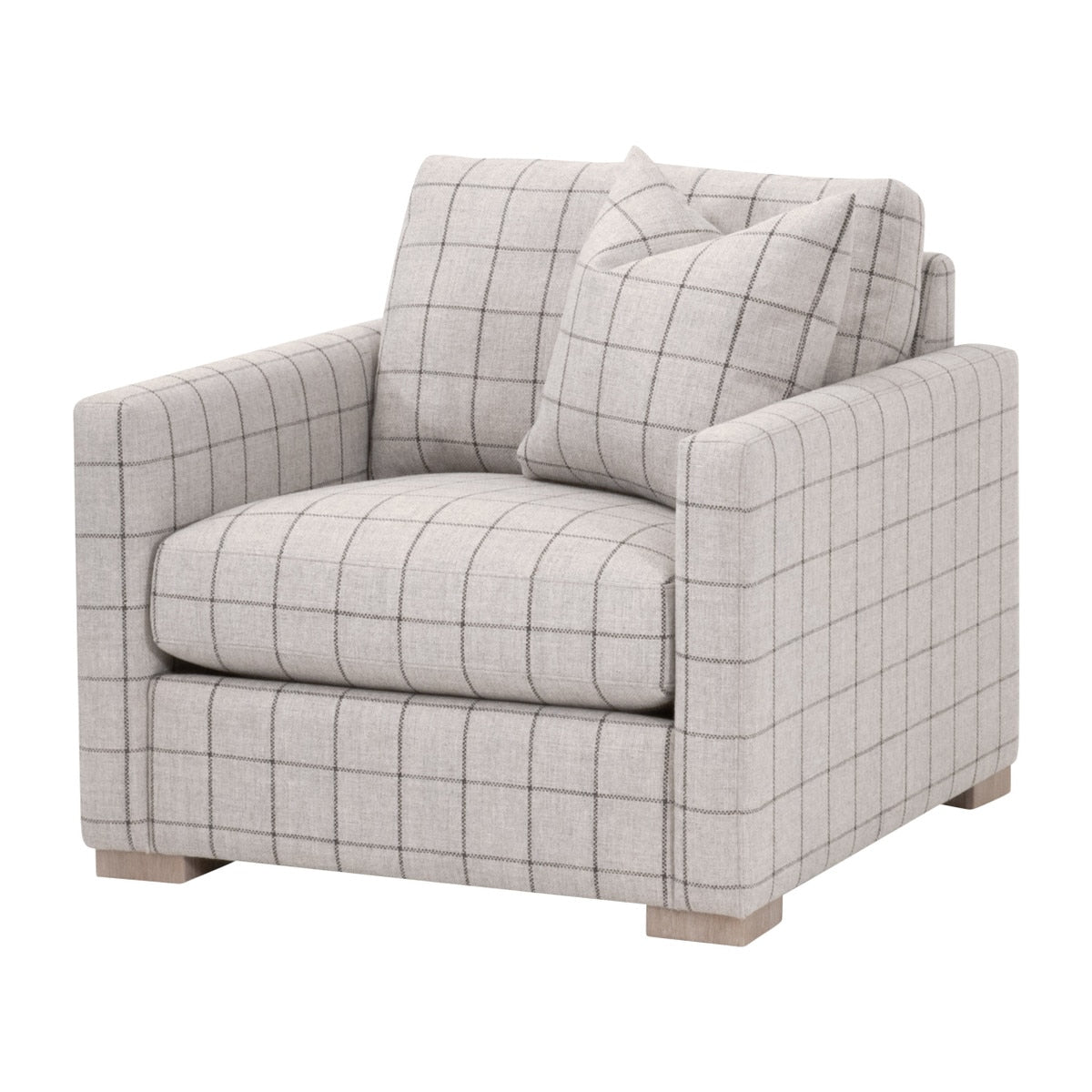 Clara Slim Arm Sofa Chair | Performance Windowpane Cement