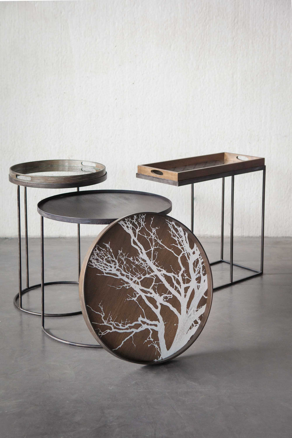 Tree Tray | Varnished Wood | White | Round | L