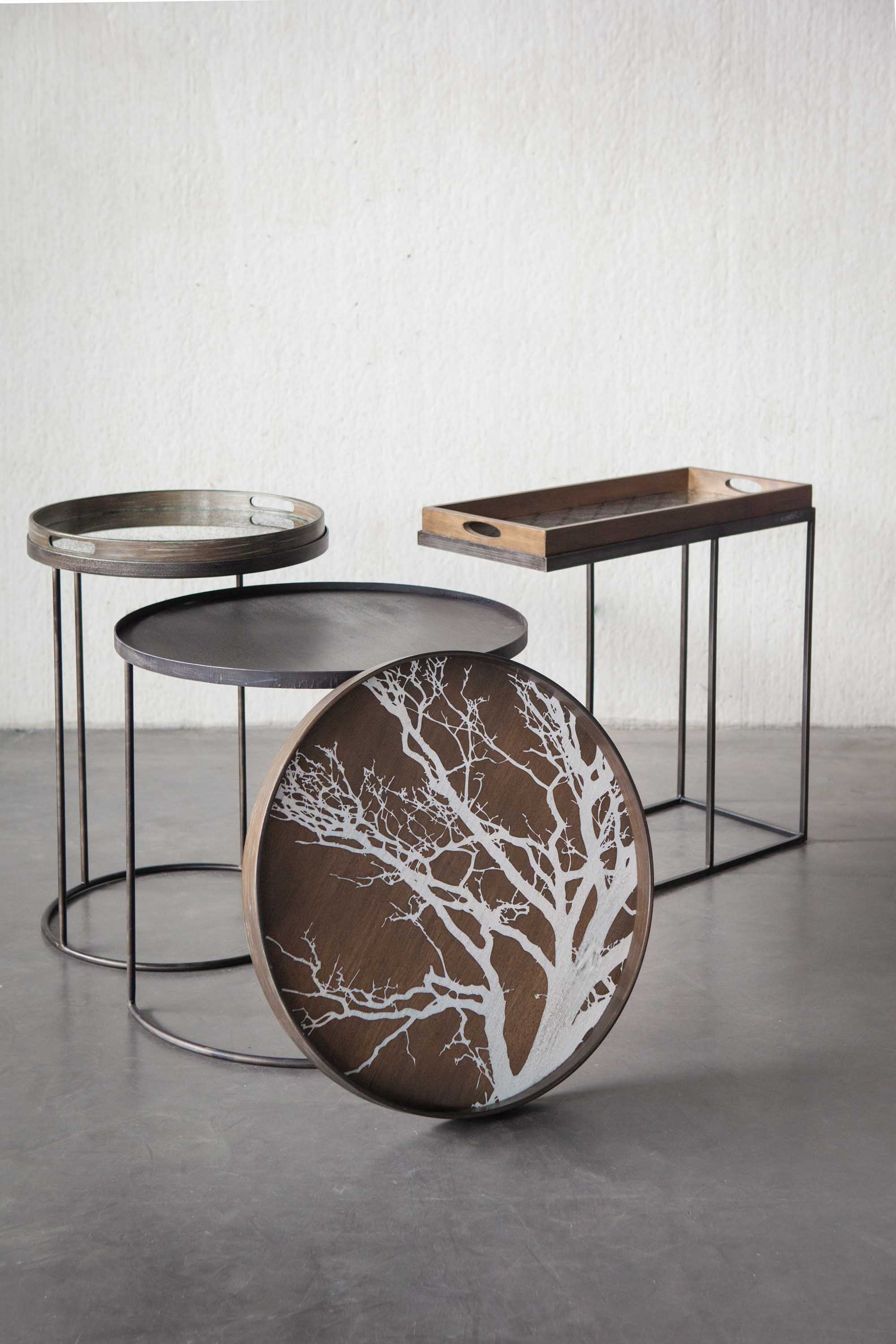 Tree Tray | Varnished Wood | White | Round | L