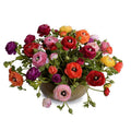 Ranunculus Centerpiece 12"H Dark Green Glazed Terracotta