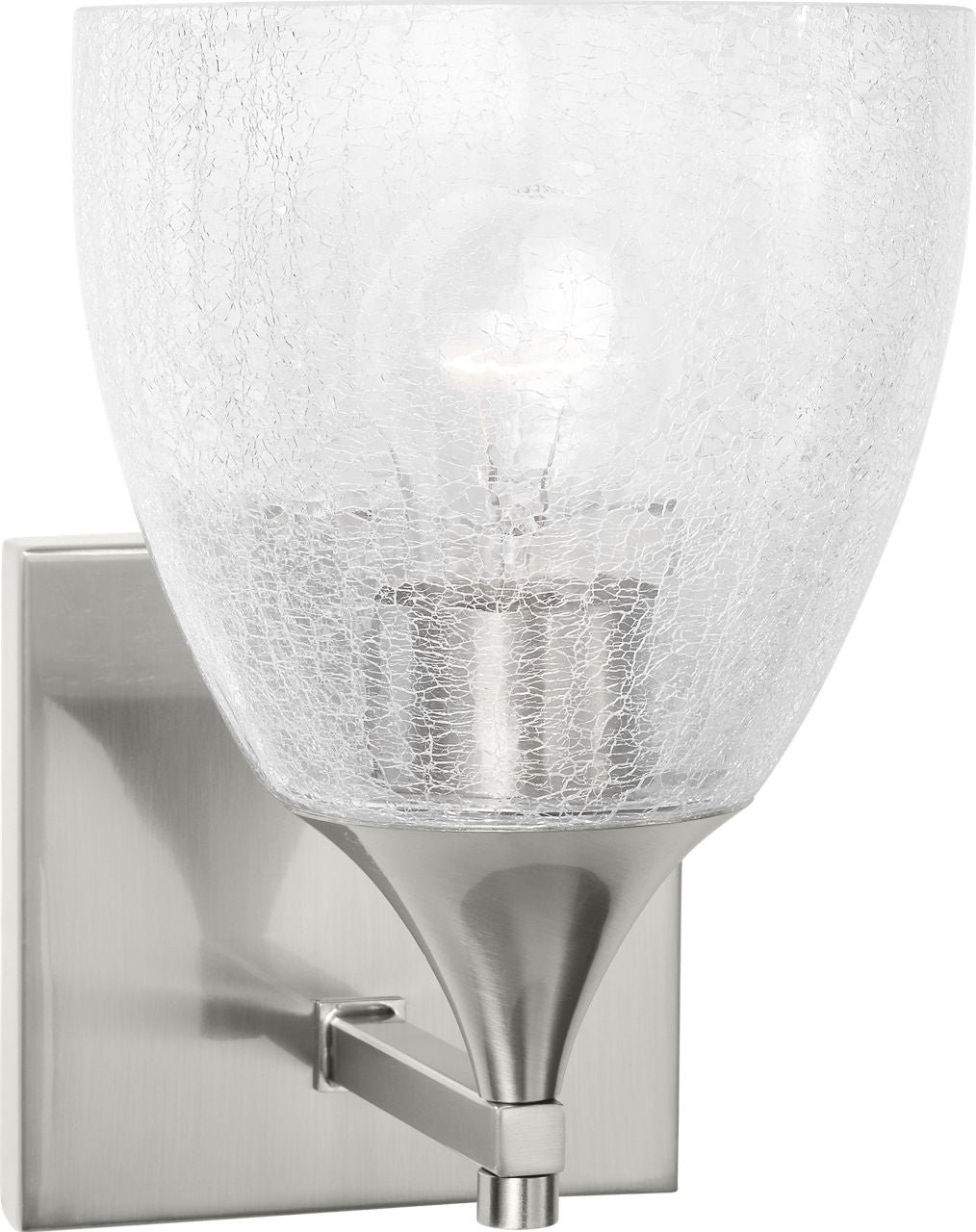 Toffino 1-Light Bath Sconce | Brushed Nickel | Clear Crackle Glass