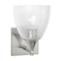 Toffino 1-Light Bath Sconce | Brushed Nickel | Clear Crackle Glass