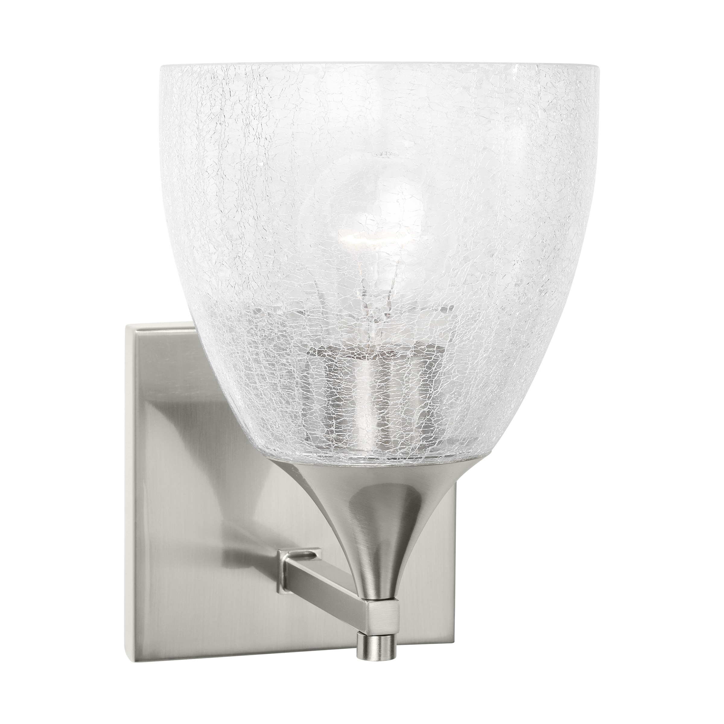Toffino 1-Light Bath Sconce | Brushed Nickel | Clear Crackle Glass