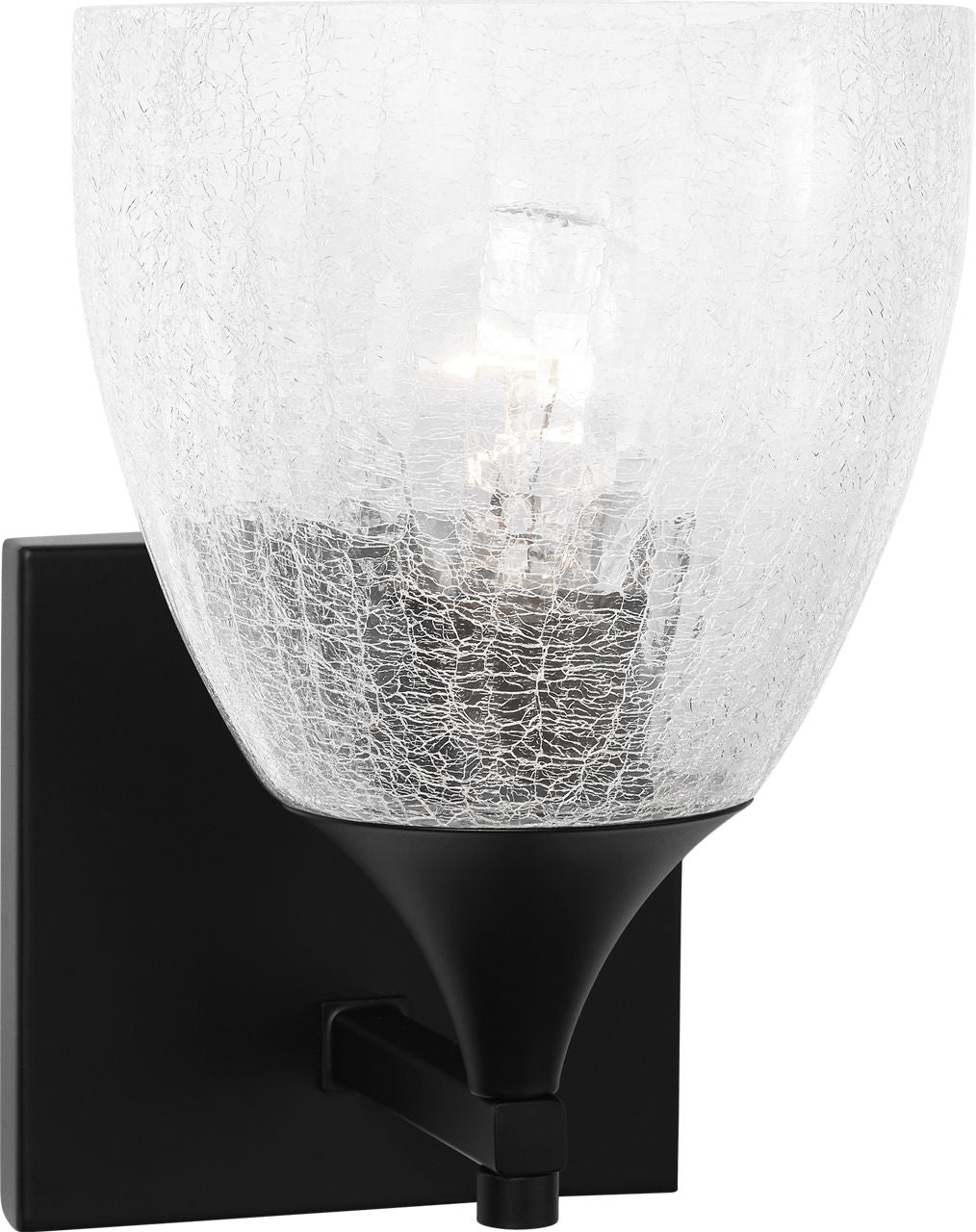 Toffino 1-Light Bath Sconce | Midnight Black | Clear Crackle Glass