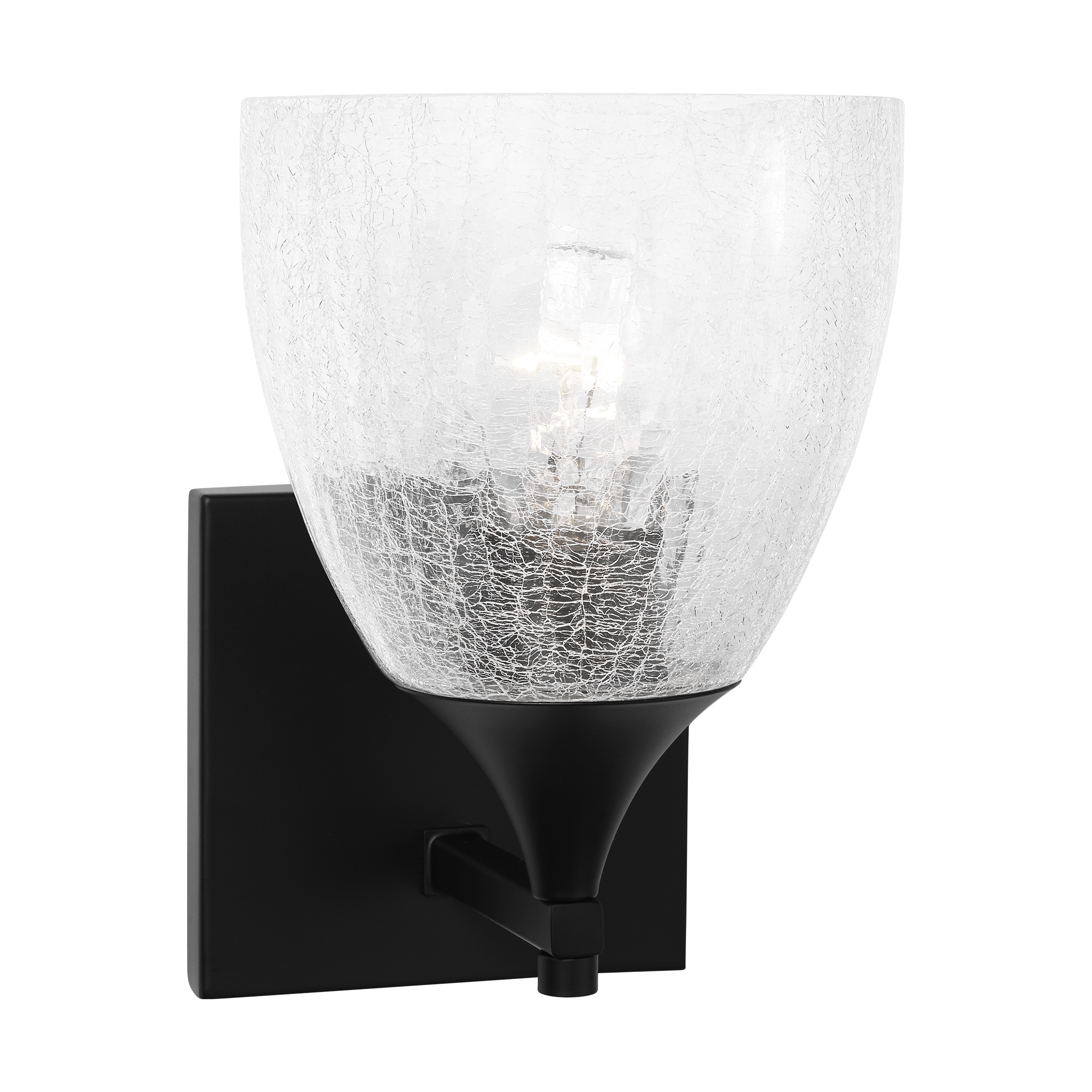Toffino 1-Light Bath Sconce | Midnight Black | Clear Crackle Glass