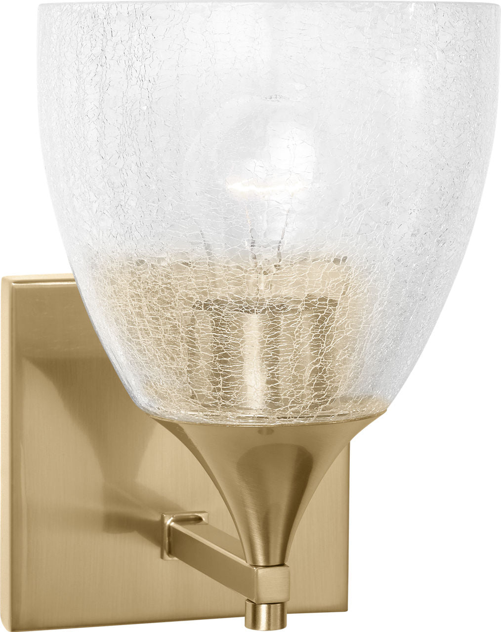 Toffino 1-Light Bath Sconce | Satin Brass | Clear Crackle Glass