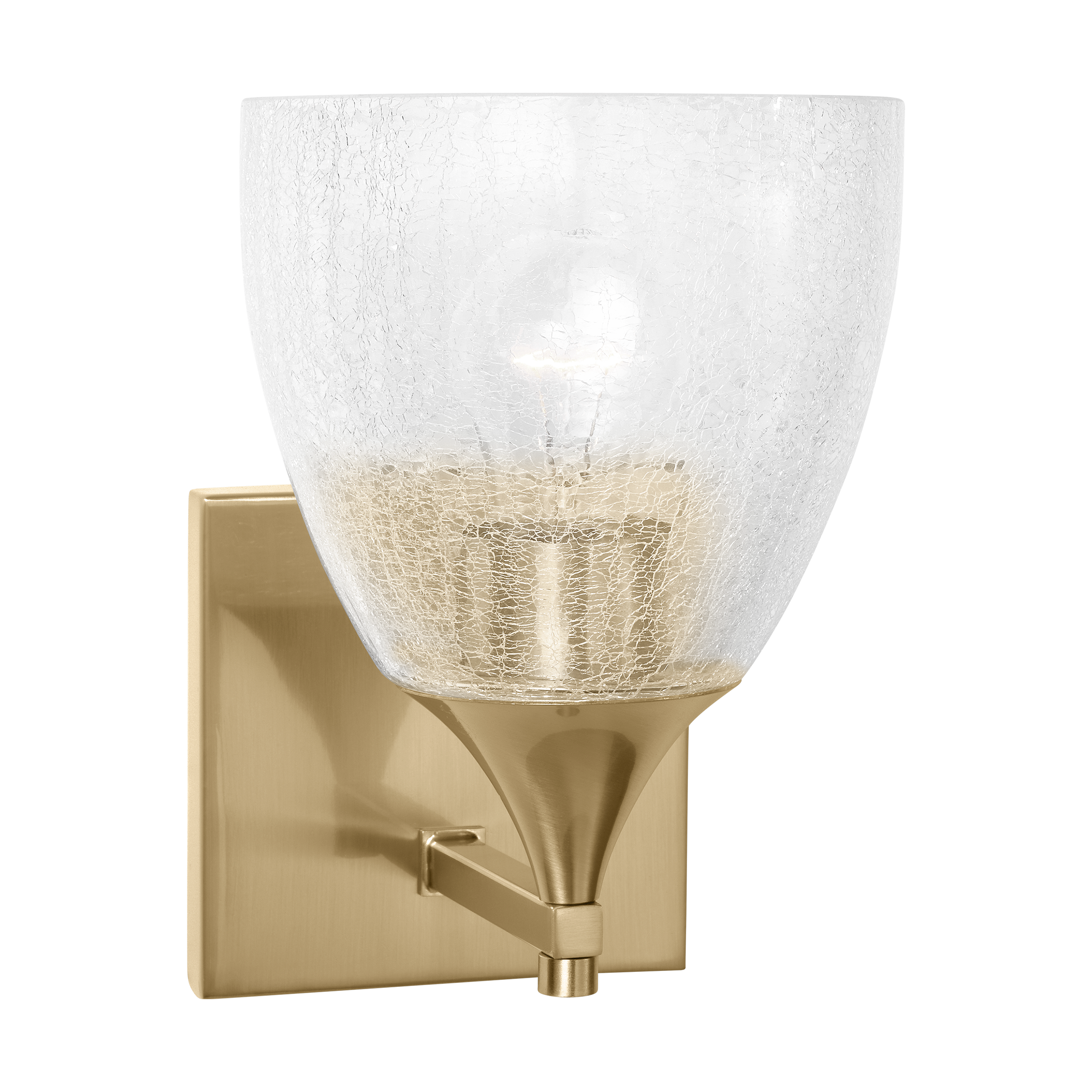 Toffino 1-Light Bath Sconce | Satin Brass | Clear Crackle Glass