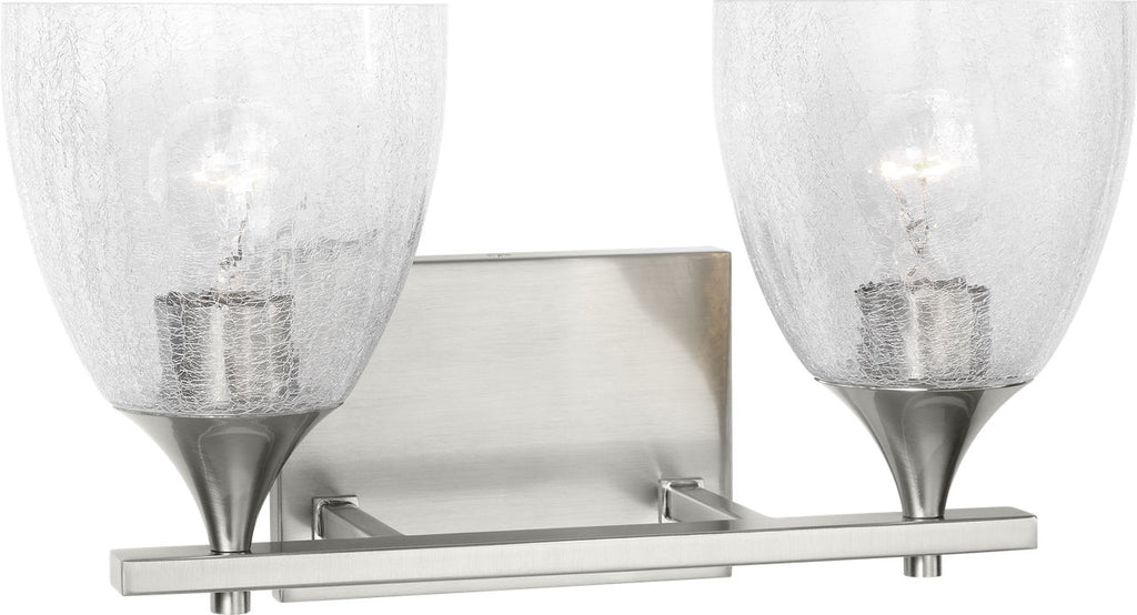Toffino 2-Light Bath Sconce | Brushed Nickel | Clear Crackle Glass