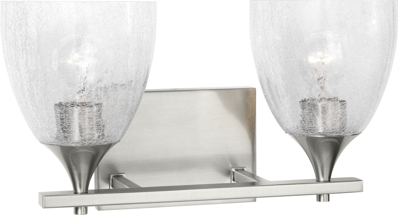 Toffino 2-Light Bath Sconce | Brushed Nickel | Clear Crackle Glass