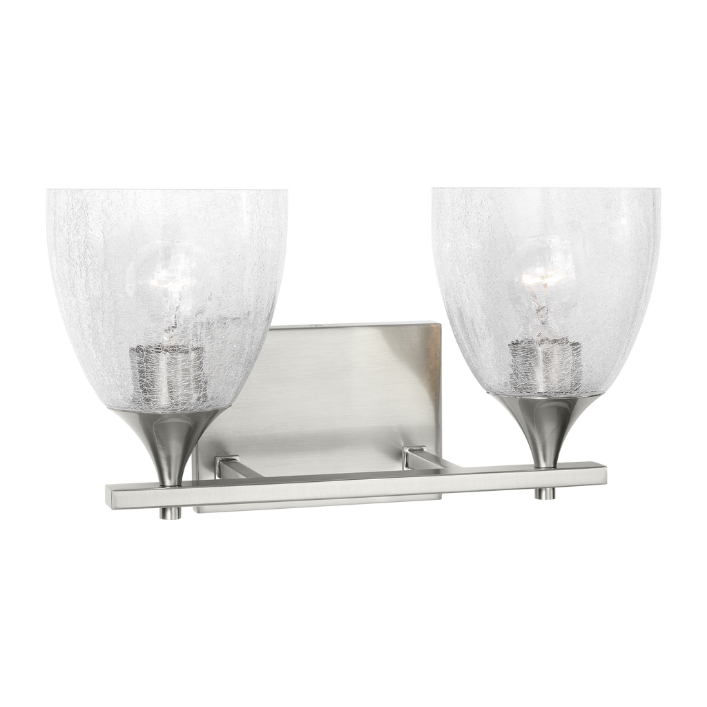 Toffino 2-Light Bath Sconce | Brushed Nickel | Clear Crackle Glass