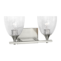 Toffino 2-Light Bath Sconce | Brushed Nickel | Clear Crackle Glass