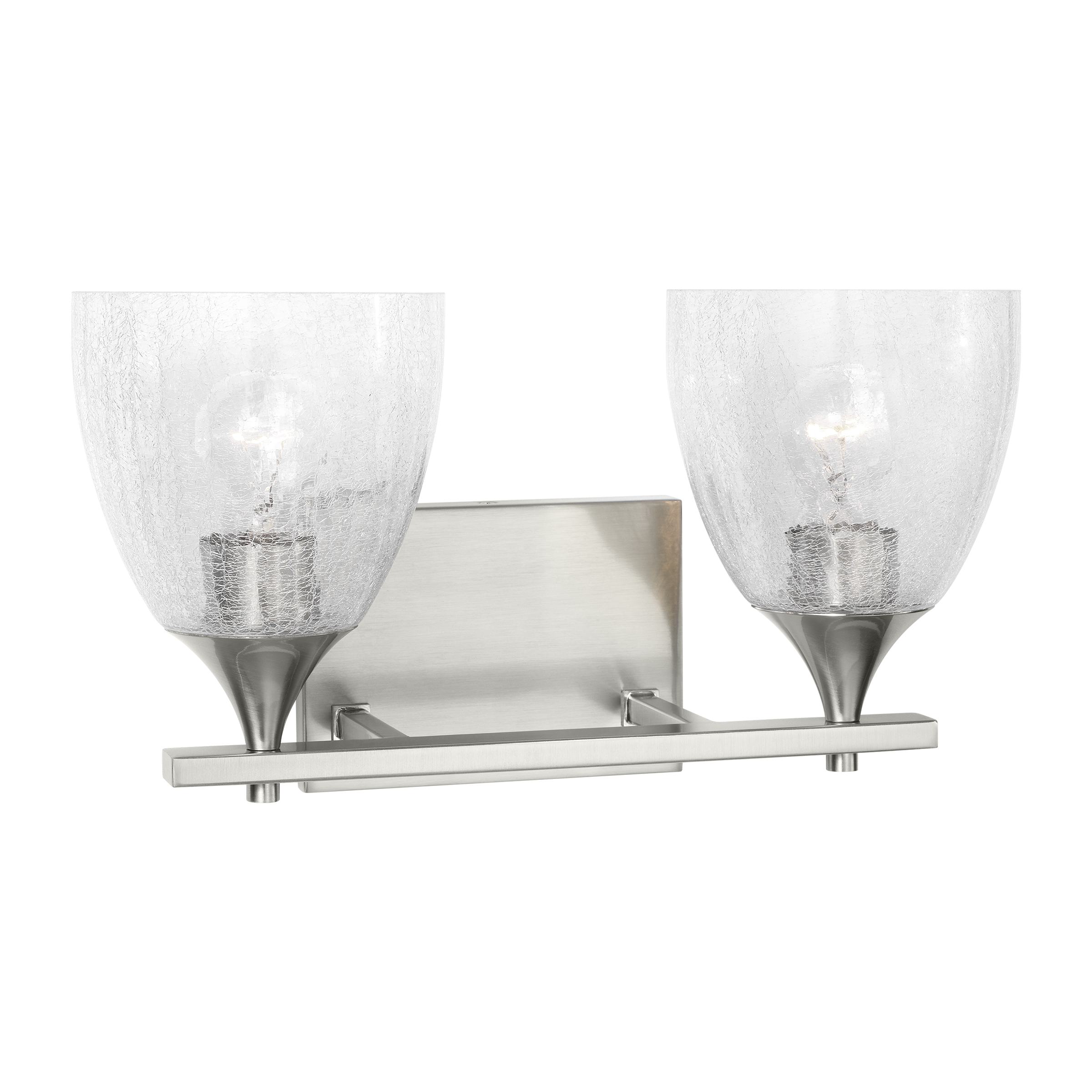 Toffino 2-Light Bath Sconce | Brushed Nickel | Clear Crackle Glass