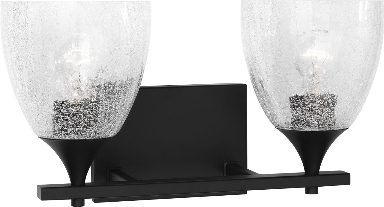 Toffino 2-Light Bath Sconce | Midnight Black | Clear Crackle Glass