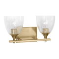 Toffino 2-Light Bath Sconce | Satin Brass | Clear Crackle Glass