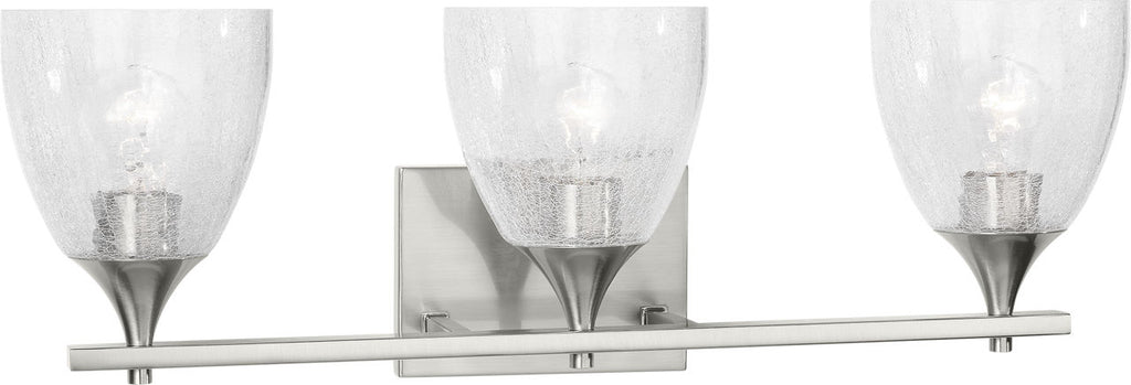 Toffino 3-Light Bath Sconce | Brushed Nickel | Clear Crackle Glass