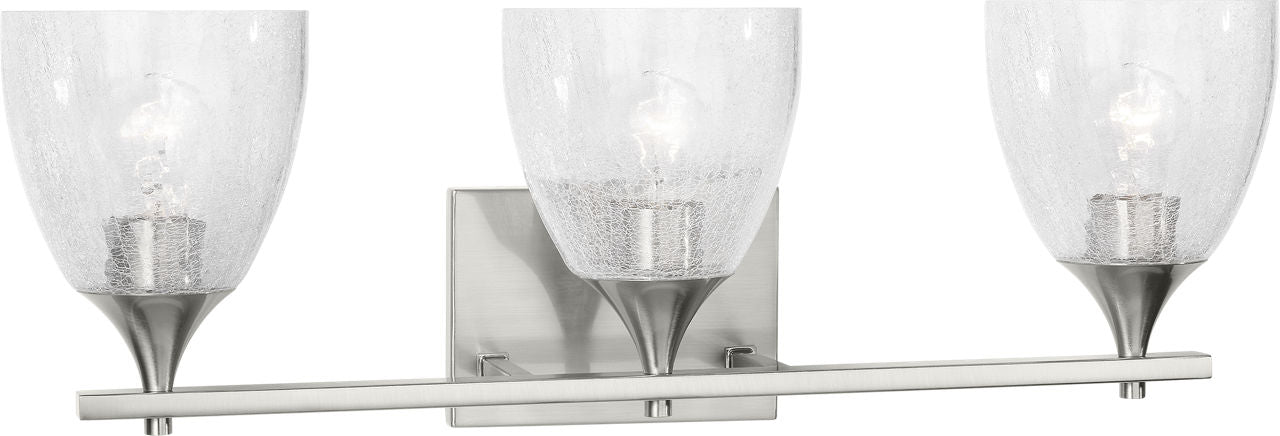 Toffino 3-Light Bath Sconce | Brushed Nickel | Clear Crackle Glass