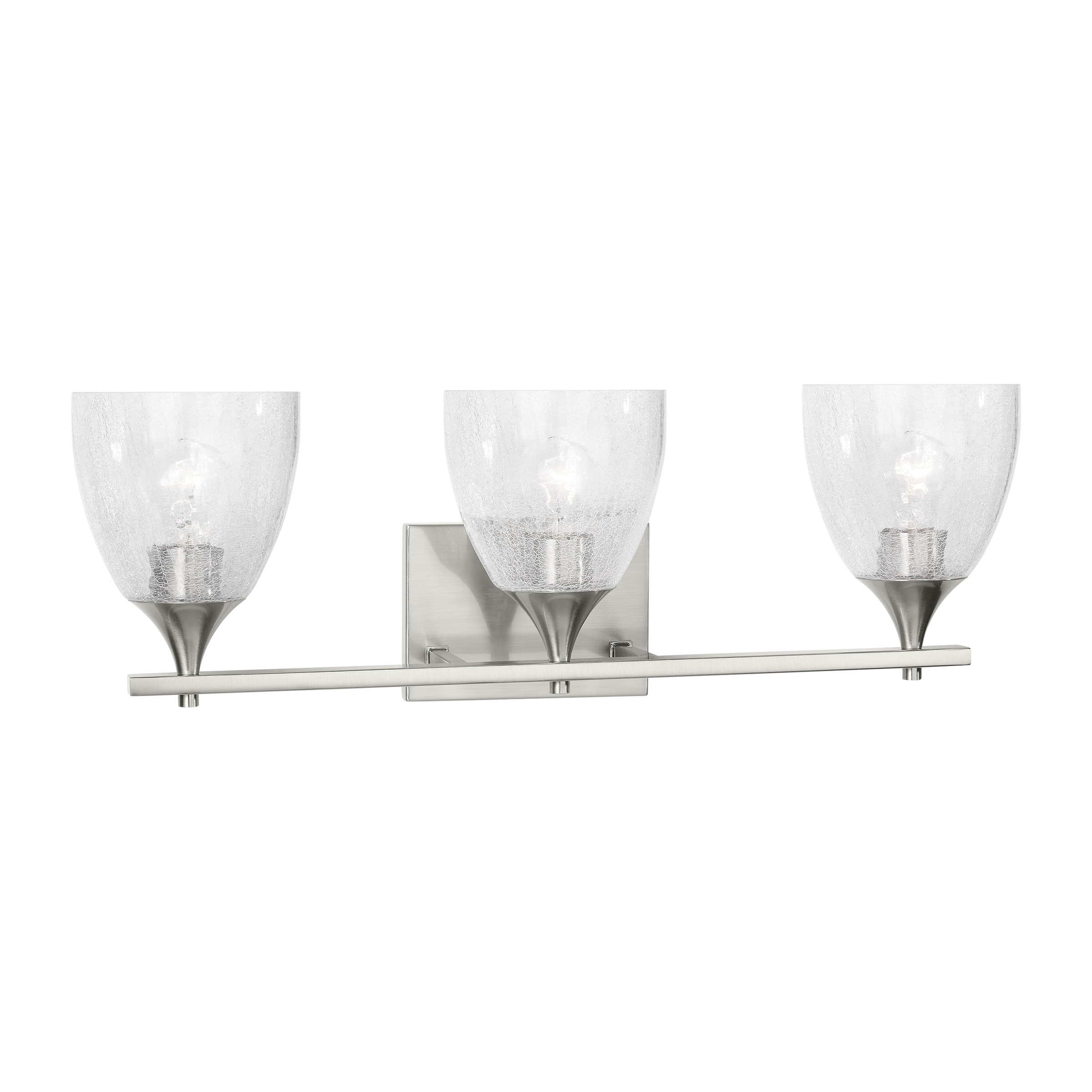 Toffino 3-Light Bath Sconce | Brushed Nickel | Clear Crackle Glass