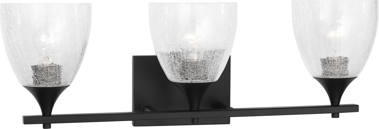 Toffino 3-Light Bath Sconce | Midnight Black | Clear Crackle Glass