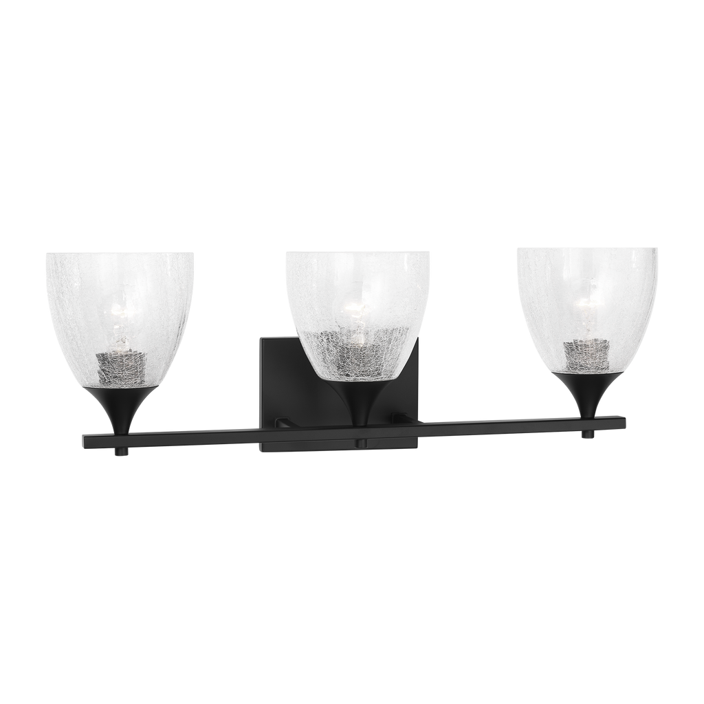 Toffino 3-Light Bath Sconce | Midnight Black | Clear Crackle Glass