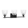 Toffino 3-Light Bath Sconce | Midnight Black | Clear Crackle Glass