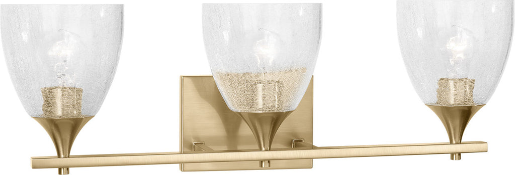 Toffino 3-Light Bath Sconce | Satin Brass | Clear Crackle Glass