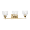 Toffino 3-Light Bath Sconce | Satin Brass | Clear Crackle Glass