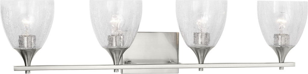 Toffino 4-Light Bath Sconce | Brushed Nickel | Clear Crackle Glass