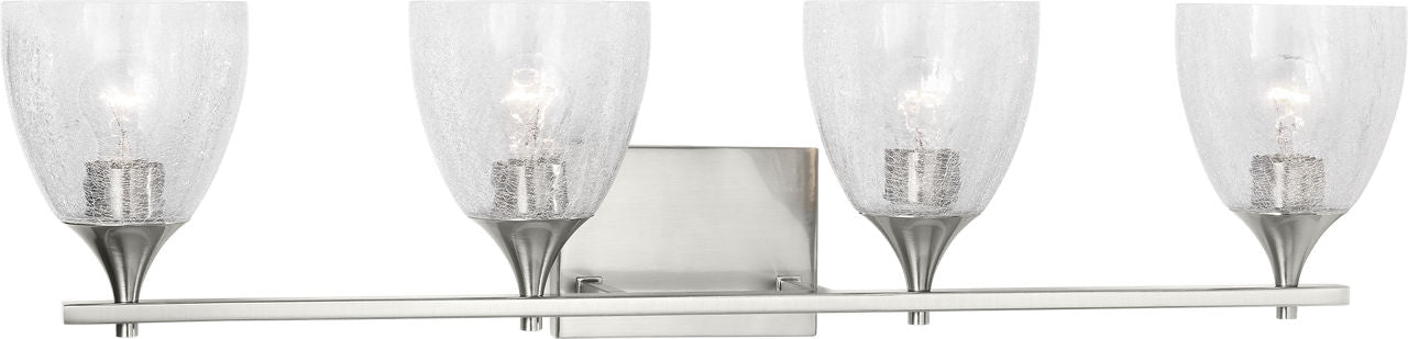 Toffino 4-Light Bath Sconce | Brushed Nickel | Clear Crackle Glass