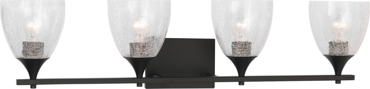 Toffino 4-Light Bath Sconce | Midnight Black | Clear Crackle Glass