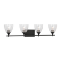 Toffino 4-Light Bath Sconce | Midnight Black | Clear Crackle Glass