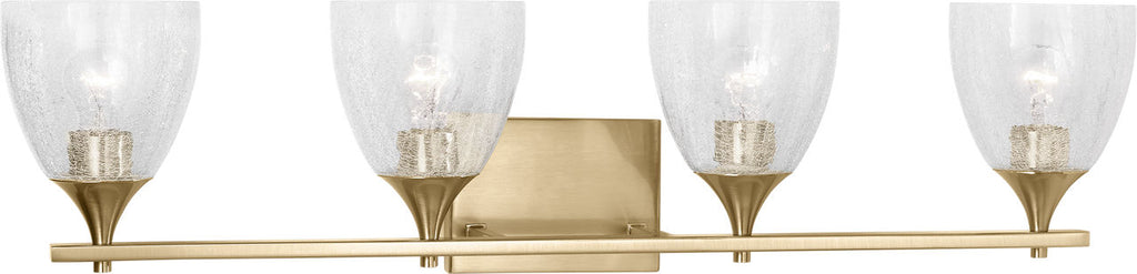 Toffino 4-Light Bath Sconce | Satin Brass | Clear Crackle Glass