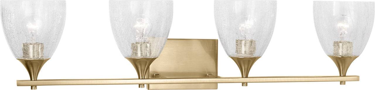 Toffino 4-Light Bath Sconce | Satin Brass | Clear Crackle Glass