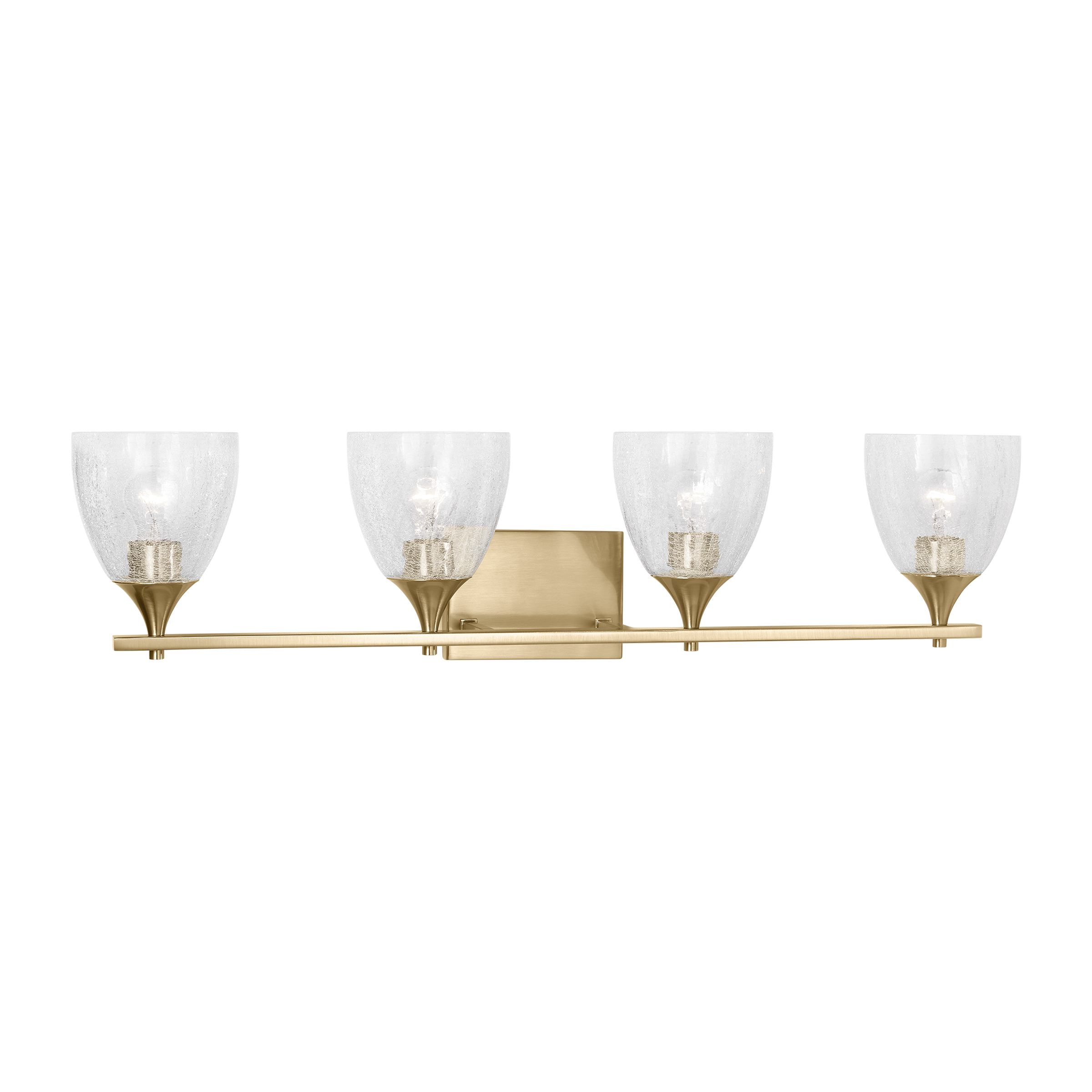 Toffino 4-Light Bath Sconce | Satin Brass | Clear Crackle Glass
